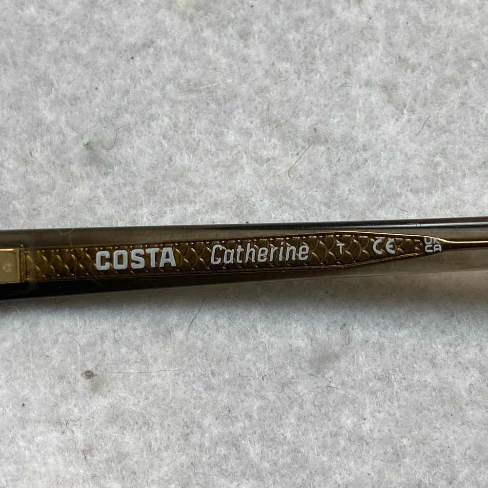 Costa Catherine Sunglasses Brown Polarized Cat Eye 06S2012 Gold Trim 57mm
